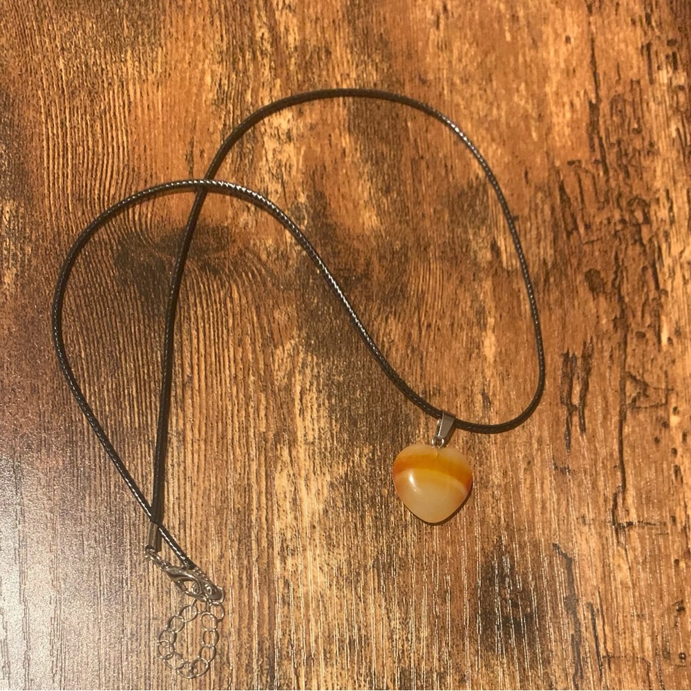 Synthetic Apricot Agate Heart Necklace